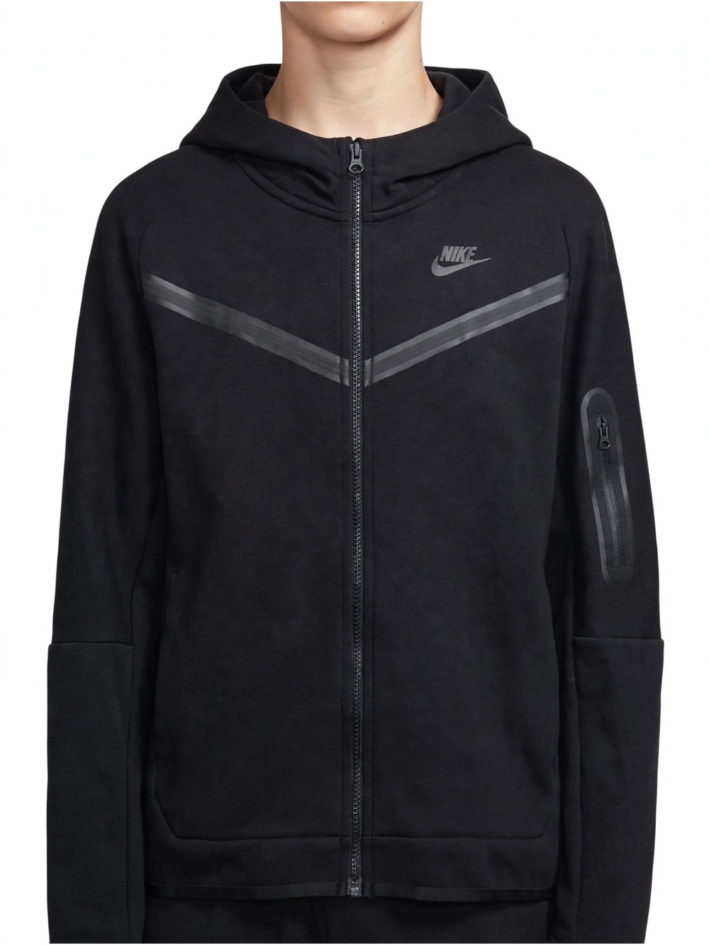 Nike Black Hooded Zip-Up Athletic tech jacket